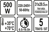 Maisto džiovintuvas | 5 sieteliai | su laikmačiu | 420-500W (68271)