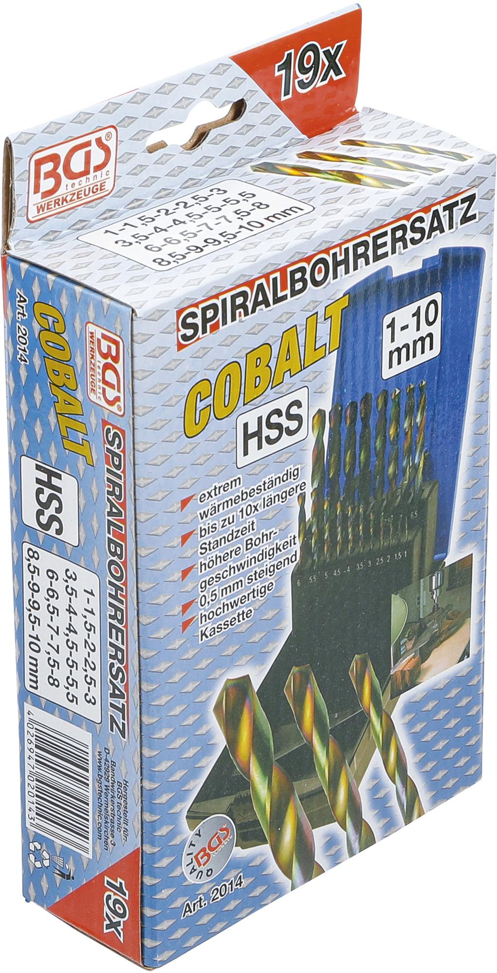 Grąžtų rinkinys | Cobalt-HSS | 1 - 10 mm | 19 vnt. (2014)