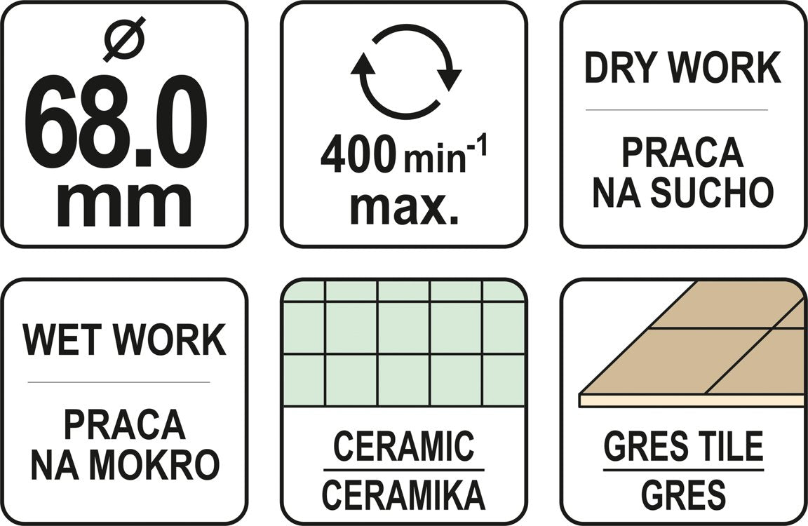 Deimantinis grąžtas cilindrinis | 68 mm (YT-60433)