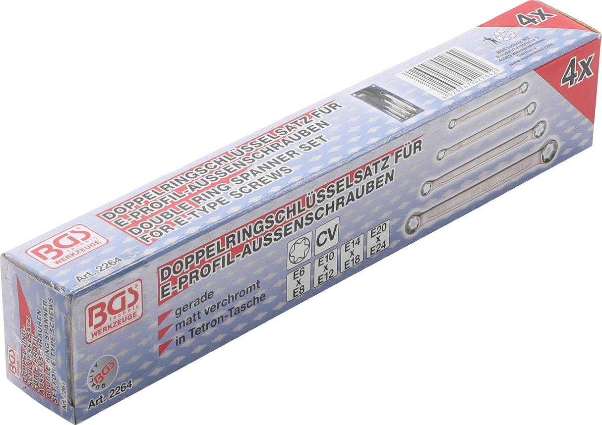 Raktų rinkinys E tipo (torx) galvutėmis | E6xE8 - E20xE24 | 4 vnt. (2264)