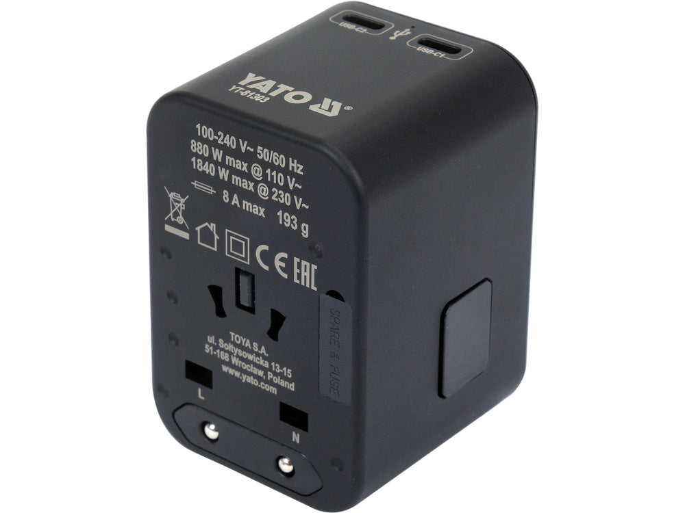 Путешествующий адаптер | универсальный | более 150 стран / USB-C PD 65W