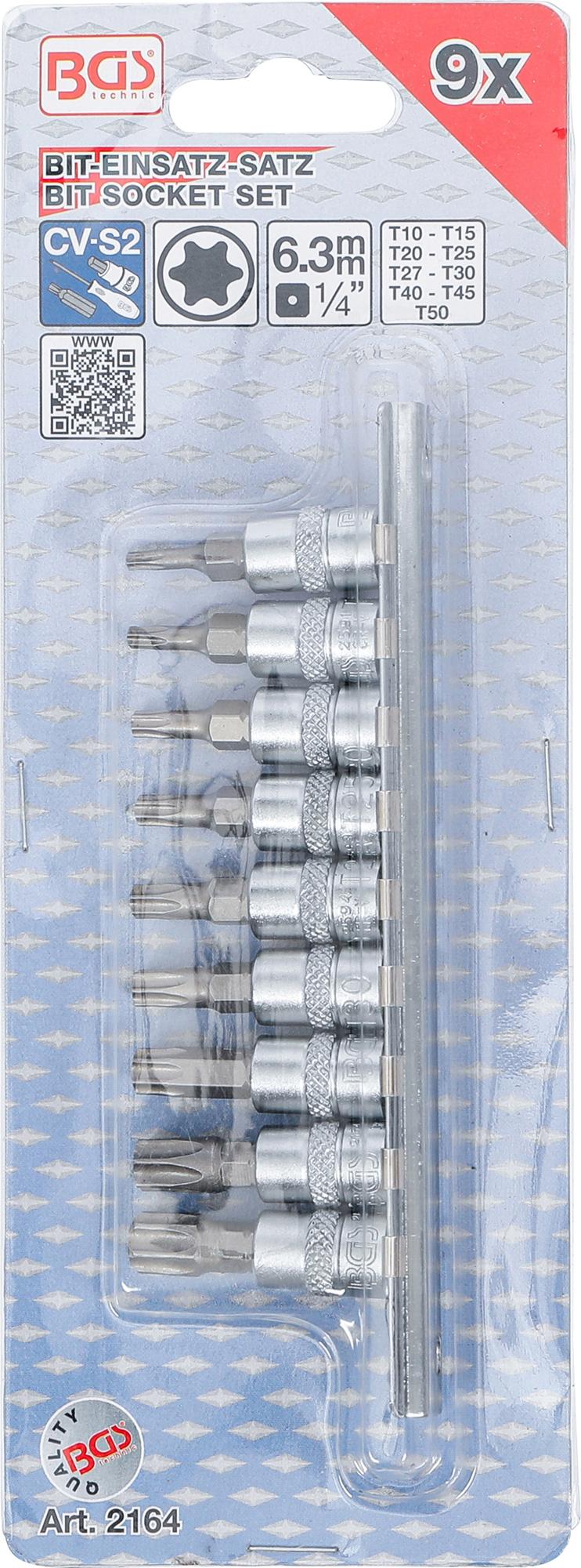 Įpresuotų antgalių rinkinys | 6.3 mm (1/4") | T-Star (Torx) T10 - T50 | 9 vnt. (2164)