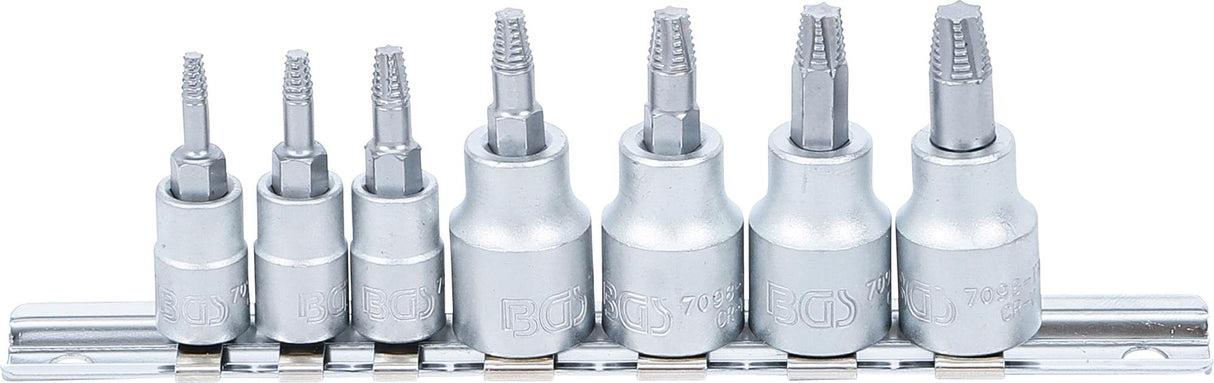 Sraigtiniai ištraukikliai | | 6,3 mm (1/4") / 10 mm (3/8") | pažeistam T-Star (Torx) T10 - T40 | 7 vnt. (7098)