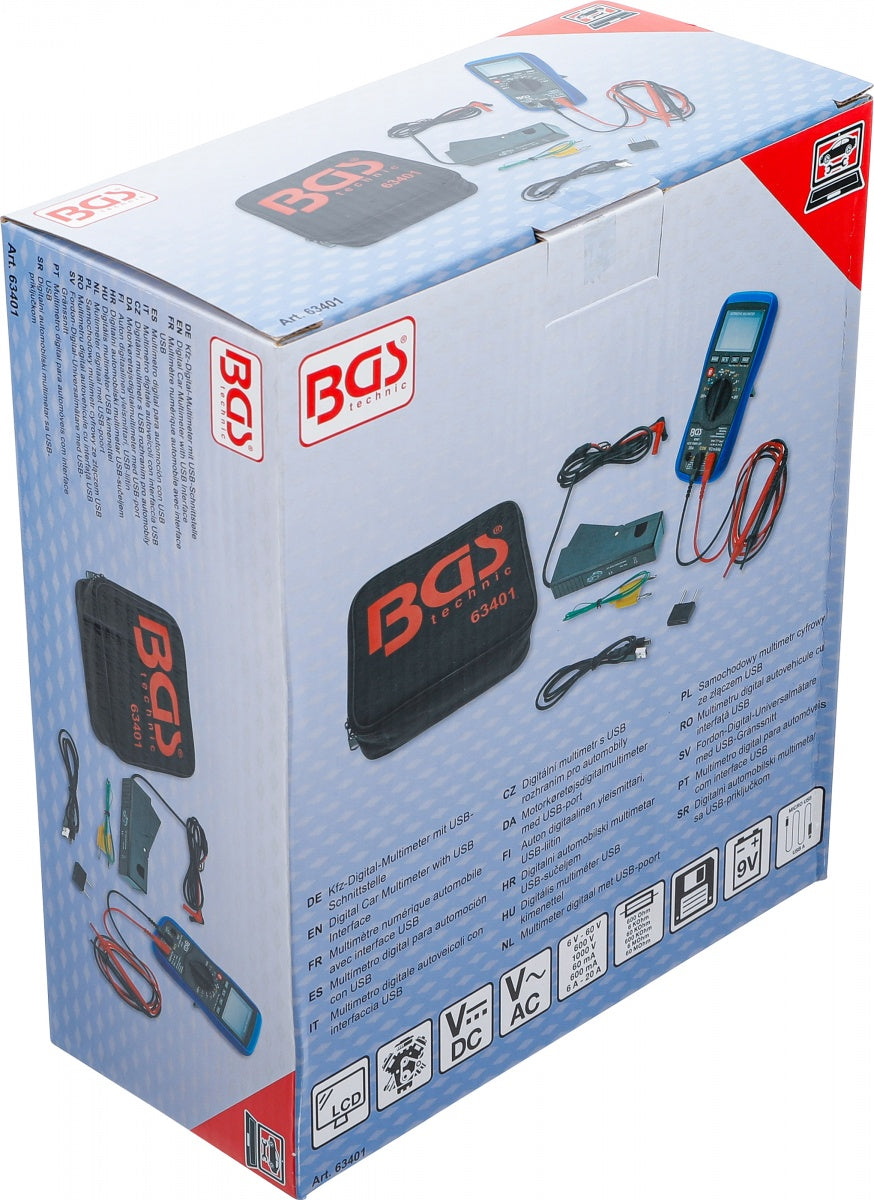Automobilių skaitmeninis multimetras su USB sąsaja (63401)