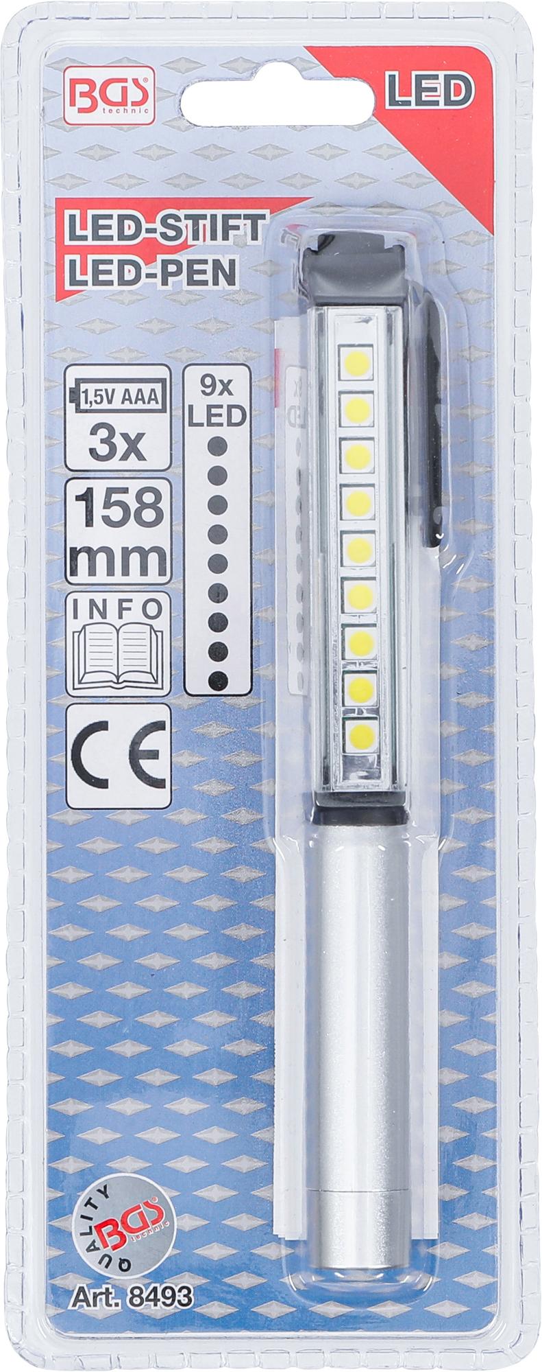 LED ручка алюминиевая с 9 LED