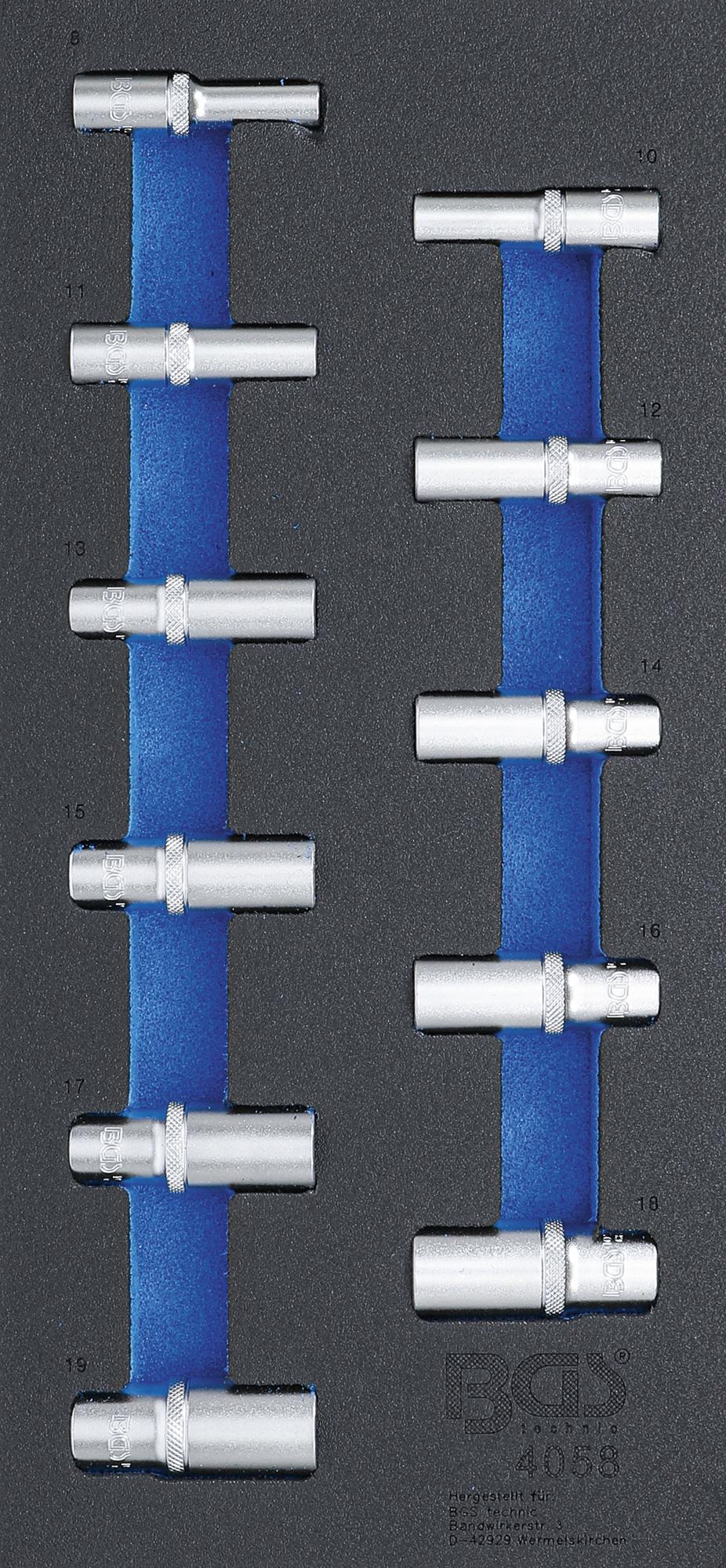 Įrankių dėklas 1/3: šešiakampės galvutės | 10 mm (3/8") | 8 - 19 mm | ilgos | 11 vnt. (4058)
