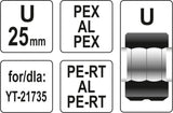 Indėklas U 25 mm presavimo replėms YT-21735 (YT-21742)