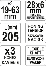 Cilindrų šveitiklis (Honas) 3-kojis | Ø 19 - 63 mm (YT-05810)
