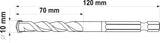Grąžtas universalus su Hex 6.3 mm (1/4") galu | 10.0 mm (YT-44786)