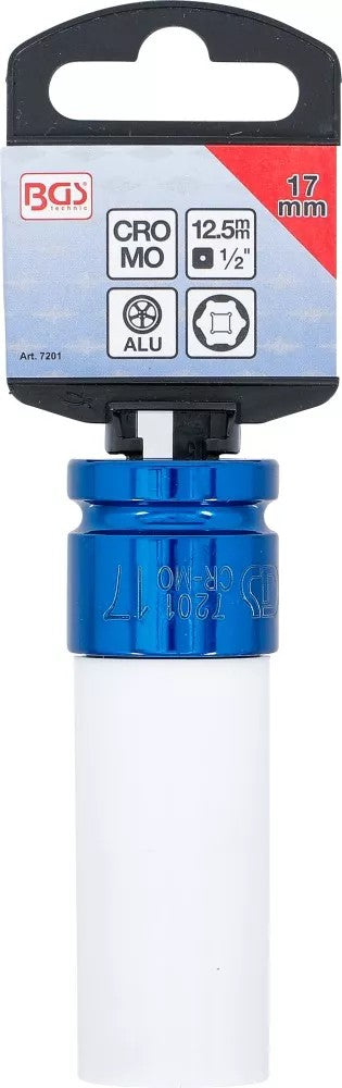 Galvutė smūginė ilga plonasienė | su plastikine apsauga | 12,5 mm (1/2") | 17 mm (7201)