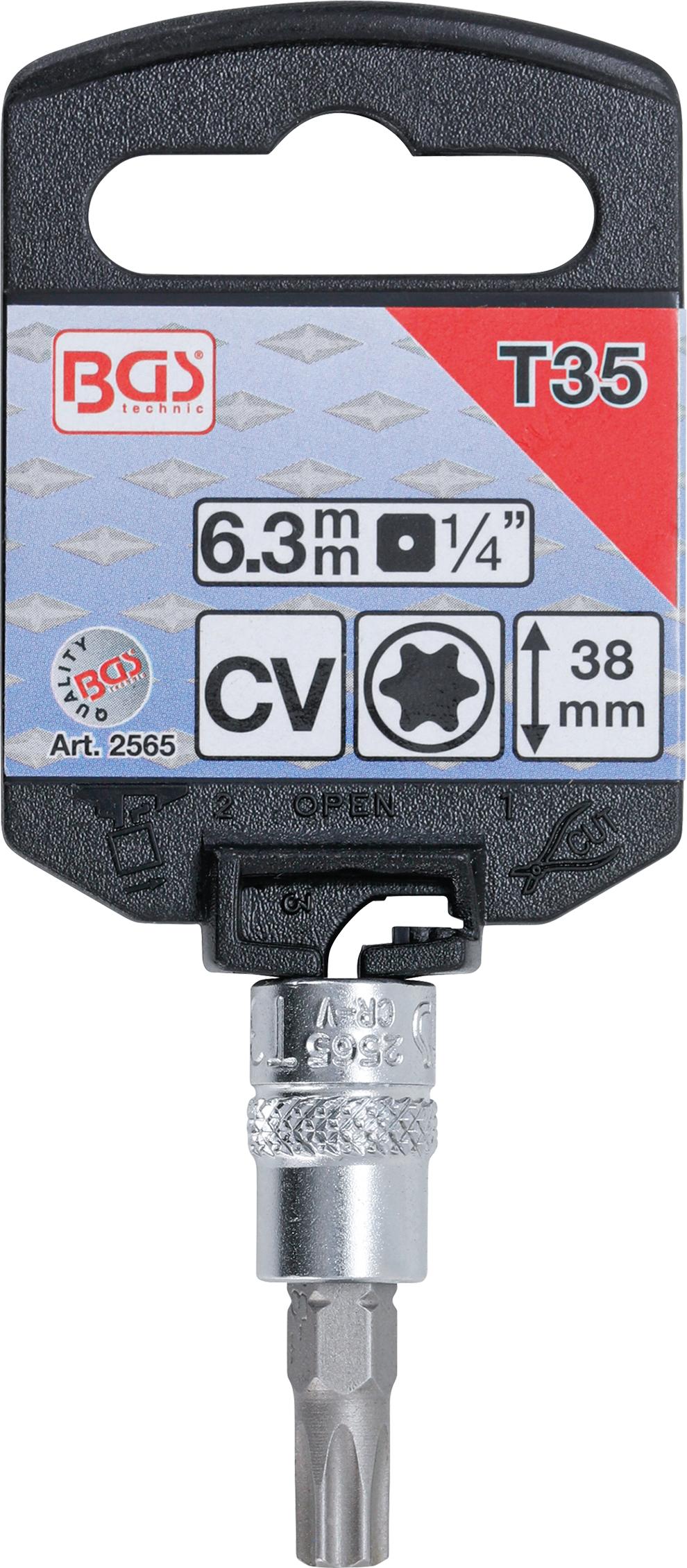 Antgalis įpresuotas į galvutę | 6.3 mm (1/4") | T-Star (Torx) T35 (2565)