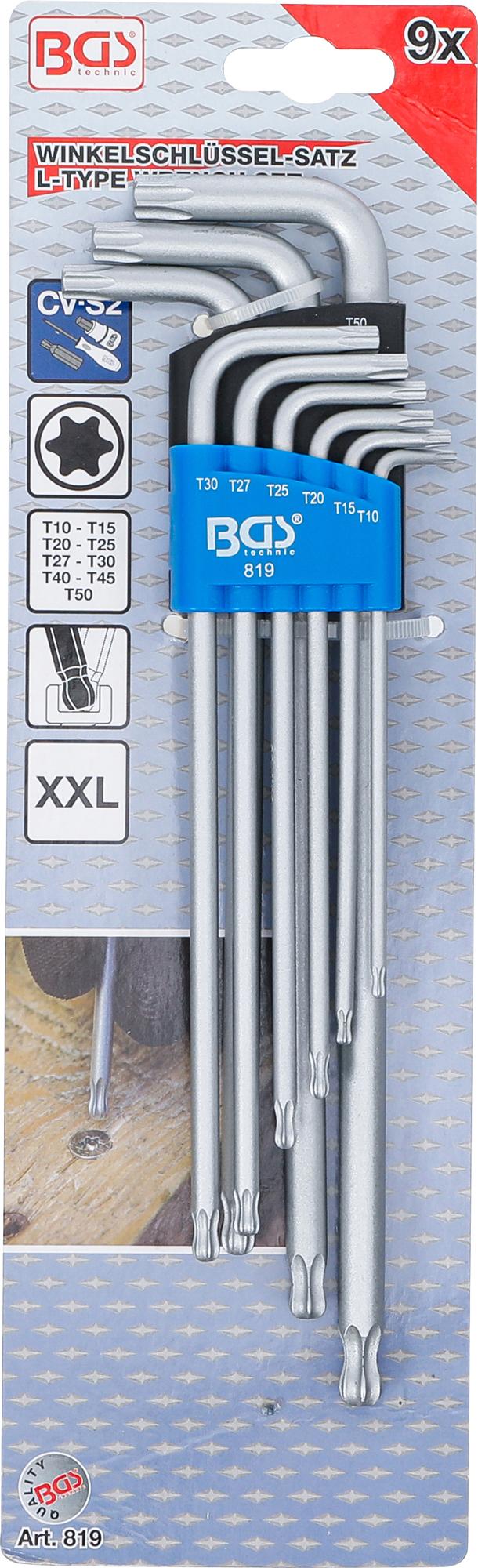 Набор Г-образных ключей | длинные | шарнирные | T-Star (Torx) T10 - T50 | 9 шт.
