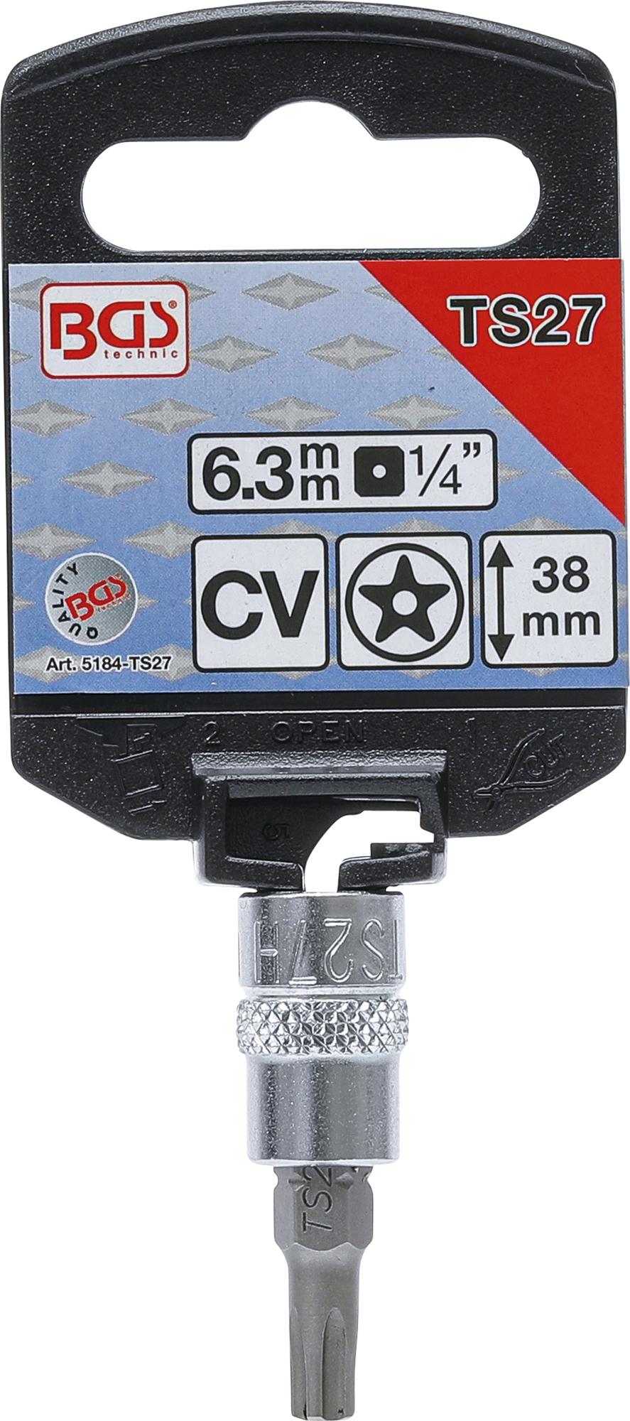 Antgalis 1/4" įpresuotas į galvutę su skyle, penkiakampis TS27x38mm (5184-TS27)