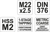 Sriegiklis mašininis M22x2.5, DIN 376, HSS M2 (YT-2949)