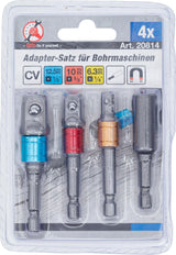 Adapterių rinkinys | spalvoti | 6.3 mm (1/4") | 6.3 mm (1/4") / 10 mm (3/8") / 12,5 mm (1/2") | 4 vnt. (20814)