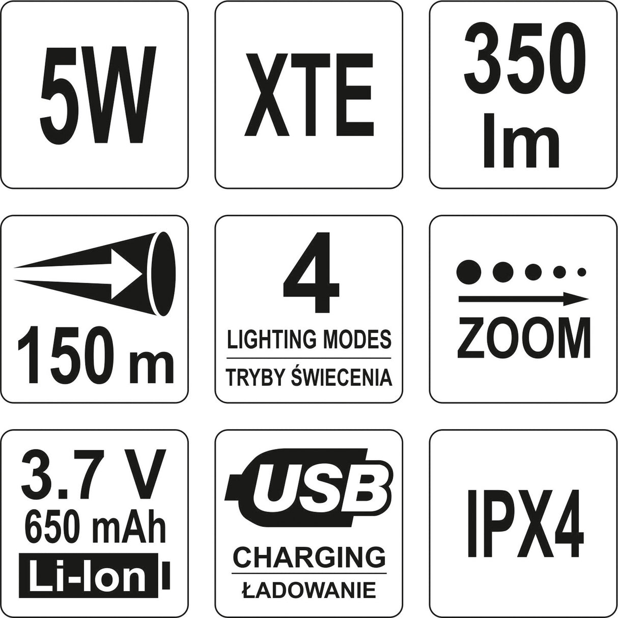 Žibintuvėlis XT-E CREE 5W USB, 94X27MM Akumuliatorinis (YT-08569)