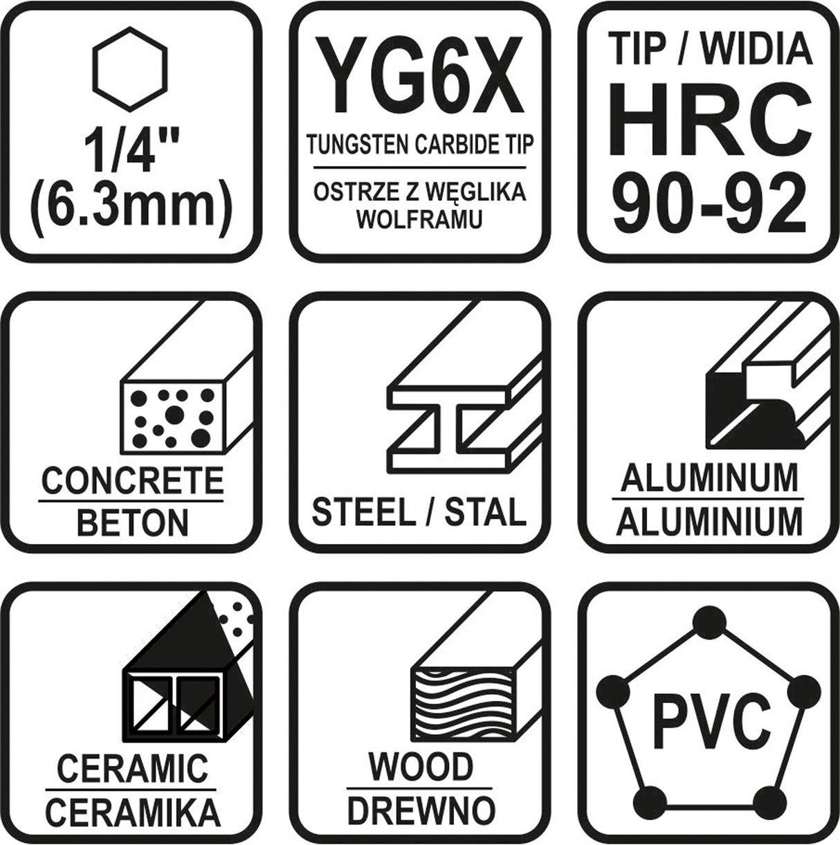Набор сверл с хвостовиком Hex 6.3 mm (1/4") | универсальные | 4 - 10 mm | 5 шт.