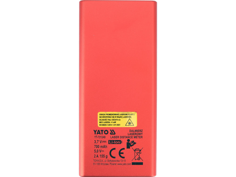 DUAL-SIDED LASER DISTANCE METER | 0.05–120 M | COLOUR TFT DISPLAY | USB-C (YT-731249)