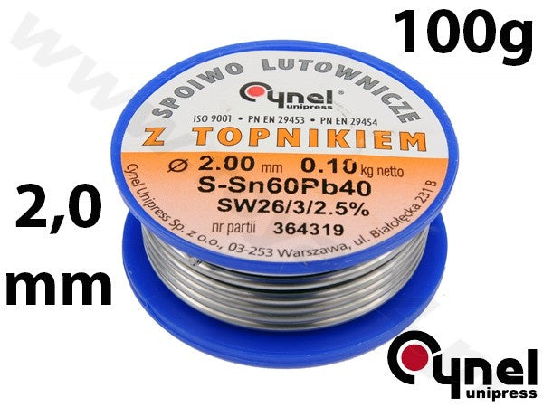 Паяльная проволока Ø 2,00mm. 100g с флюсом
