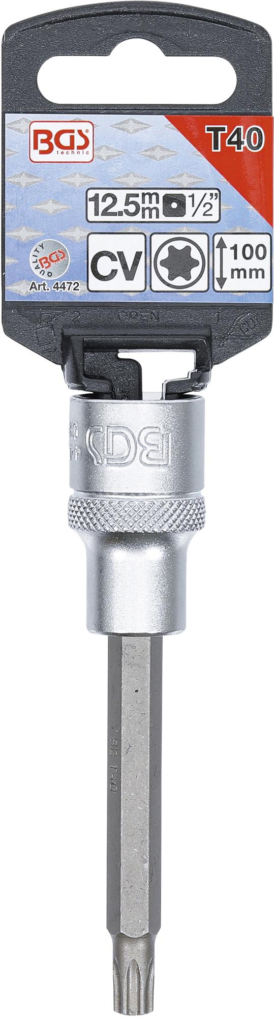 Antgalis įpresuotas į galvutę | ilgis 100 mm | 12,5 mm (1/2") | T-star (Torx) T40 (4472)