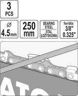 Dildelės | pjūklo grandinėms galąsti | 4.5 mm | 3 vnt. (YT-85026)