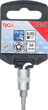 Antgalis 1/4" įpresuotas į galvutę su skyle, penkiakampis TS20x38mm (5184-TS20)