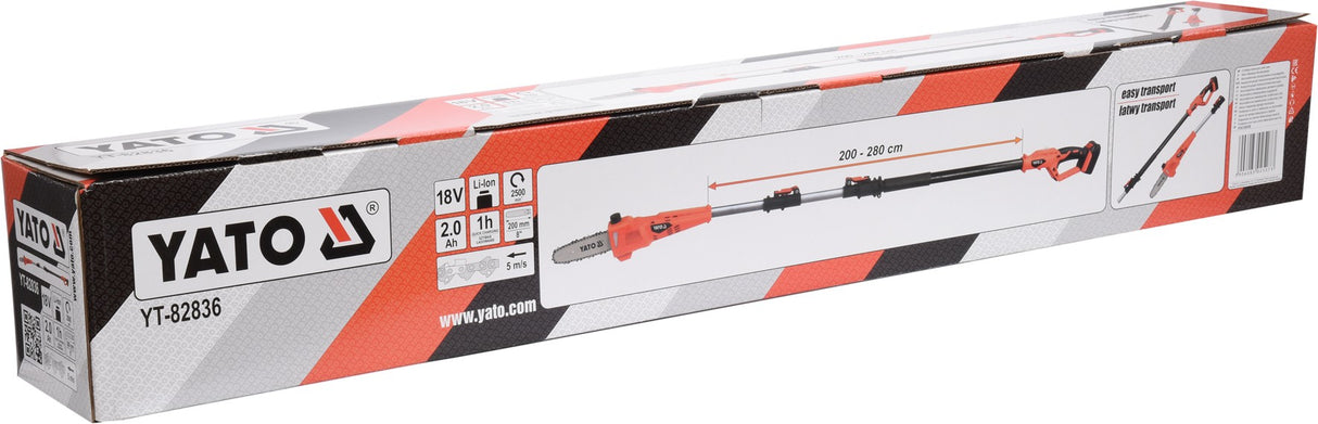 Akumuliatorinis teleskopinis grandininis pjūklas | 18V 200-280 cm (YT-82836)