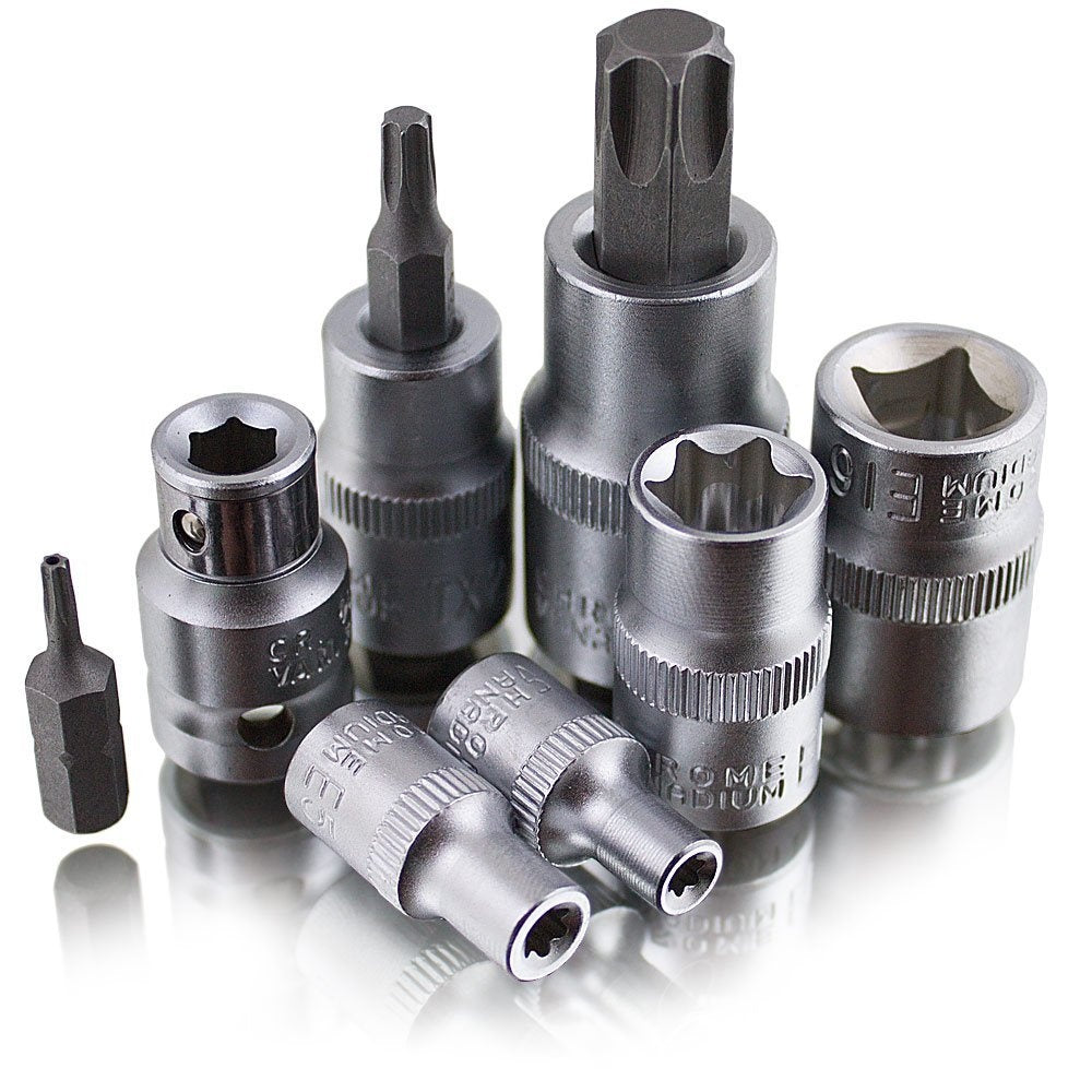 Antgalių ir galvučių rinkinys | E-Star E4-E20 / T8-T55 | 6.3 mm (1/4") / 10 mm (3/8") / 12,5 mm (1/2") | 30 vnt. (SK-TS30)