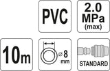 AIR HOSE PVC W. COUPLING 8MM X 10M (YT-24220)