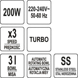 Rankinis mikseris / plakiklis | nerūdijančio plieno indas | 200-250W (67790)