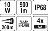 SPOTLIGHT 10W 900LM IP68 4XAA (YT-08550)
