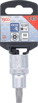 Antgalis įpresuotas į galvutę | 12,5 mm (1/2") | T-Star su skyle (Torx) T45 (4327)