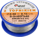 Lydmetalio viela Ø 0,50mm. 100g. su fliusu (76800)