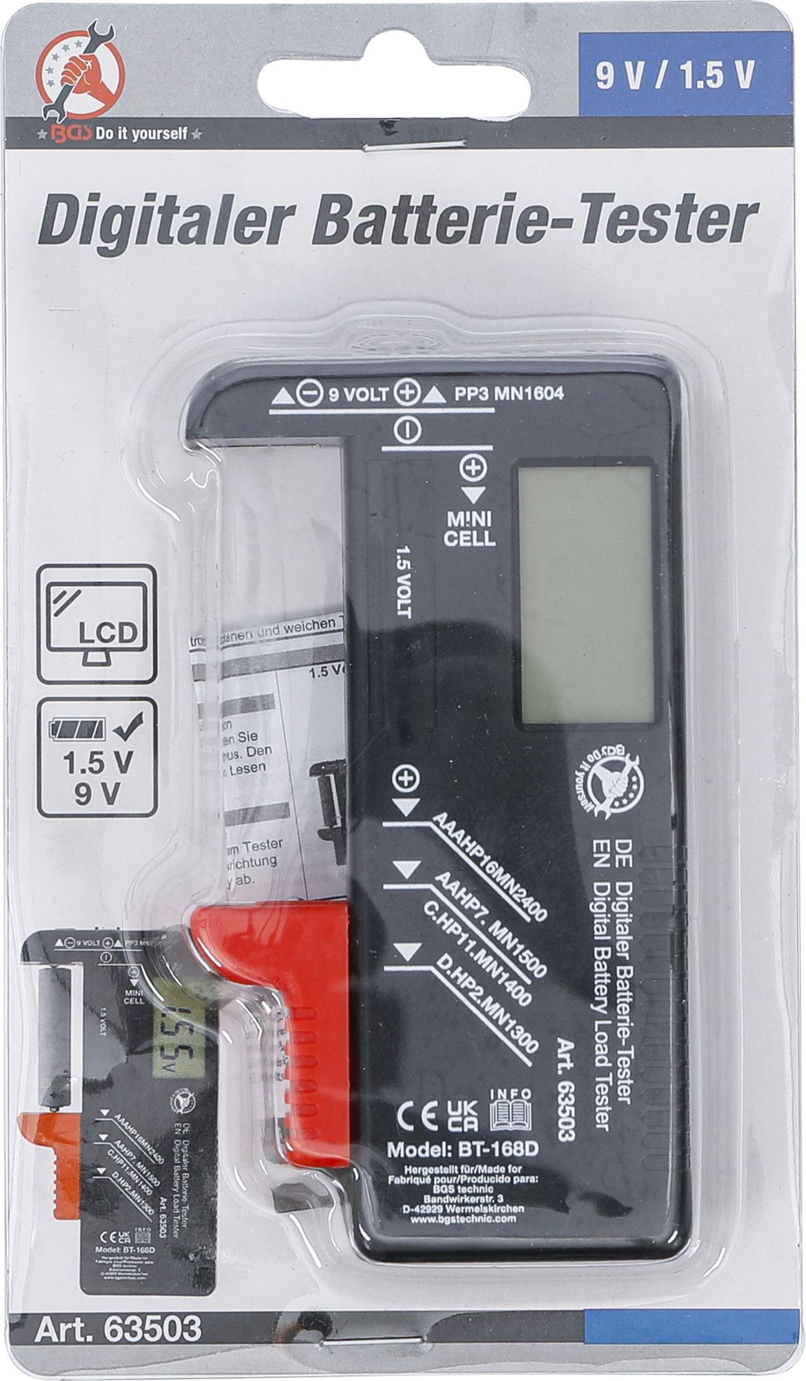 Skaitmeninis baterijos apkrovos testeris | 1,5 V / 9 V (63503)
