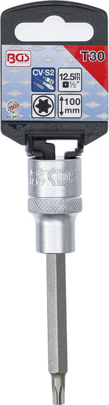 Antgalis įpresuotas į galvutę | ilgis 100 mm | 12,5 mm (1/2") | T-star (Torx) T30 (4471)