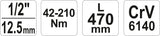 Dinamometrinis raktas | 12.5 mm (1/2") | 42 - 210 Nm. (YT-0760)