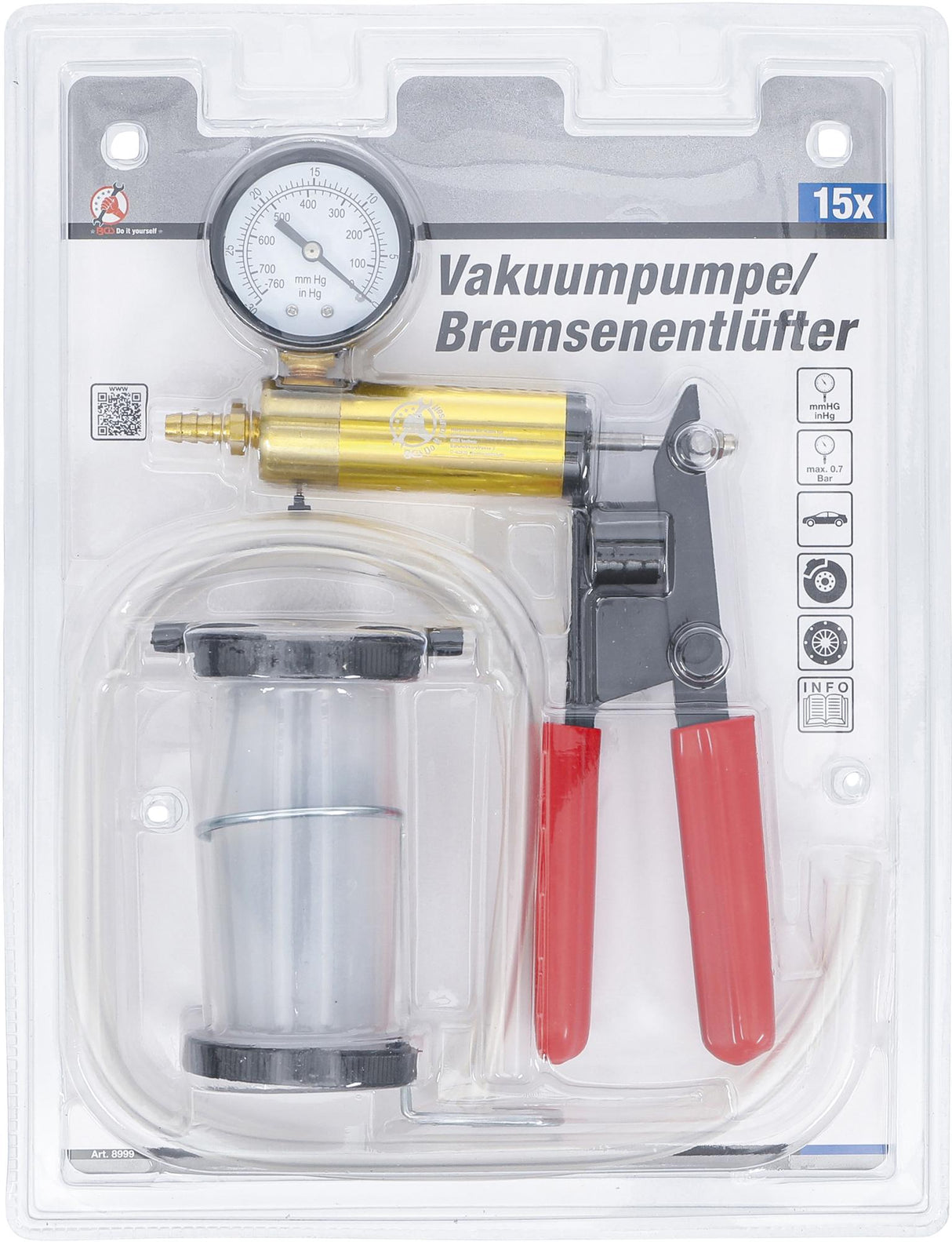 Vakuuminis siurblys / stabdžių nuorinimo įrankis | maks. 0,7 baro (8999)