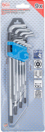 L tipo raktų rinkinys | ilgas tipas | T-Star (Torx) / T-Star su skylutėm (Torx) T10 - T50 | 9 vnt. (794)