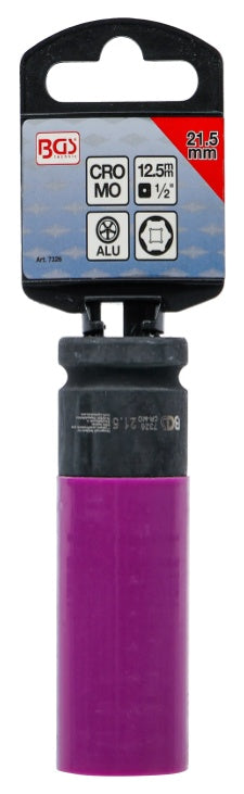 IMPACT SOCKET, LONG, THIN-WALLED | WITH PLASTIC PROTECTION | 12.5 MM (1/2") | 21.5 MM (7326)