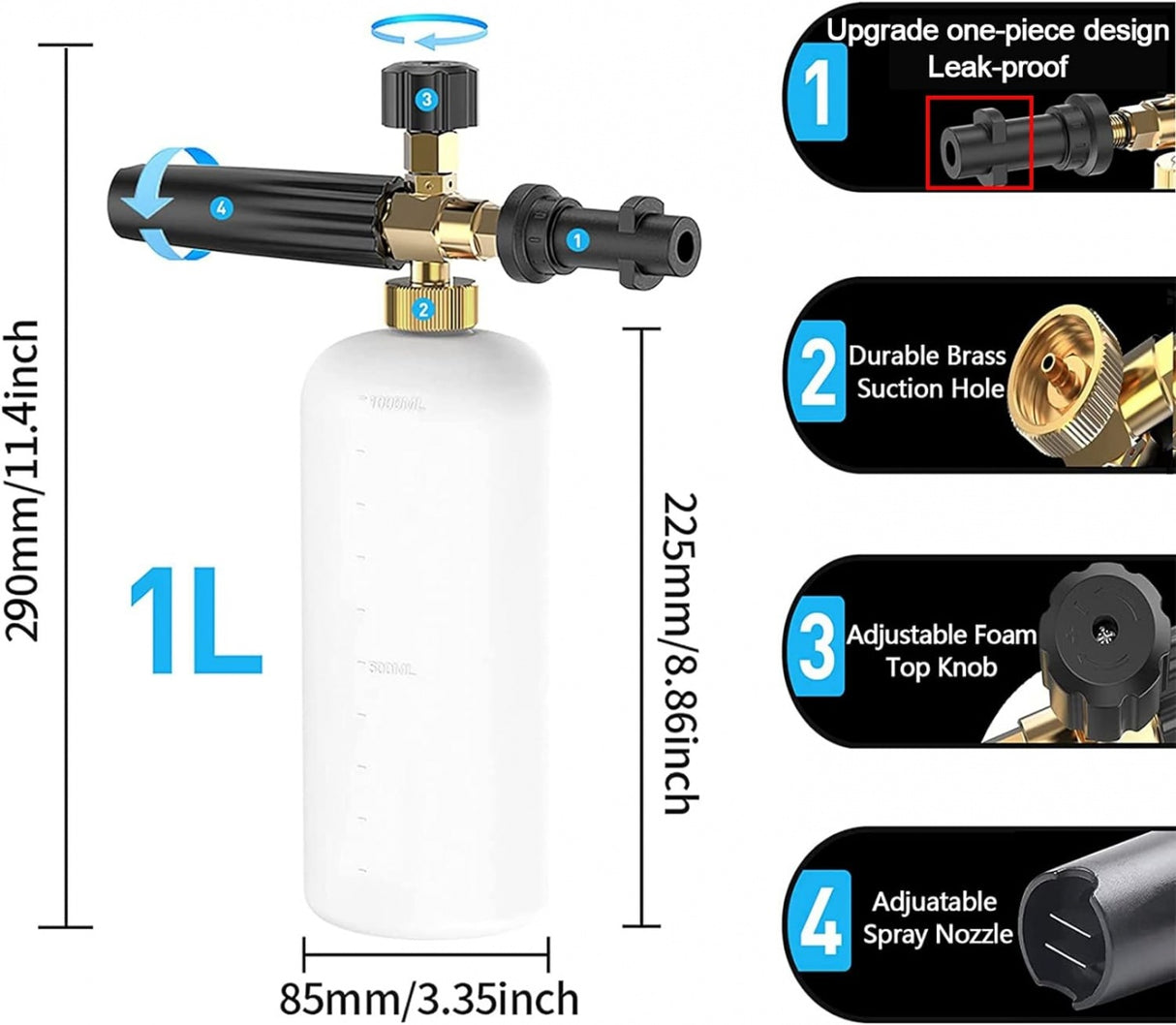 Putų generavimo pistoletas | Snow Foam | aliuminis | 1L (WG1A)