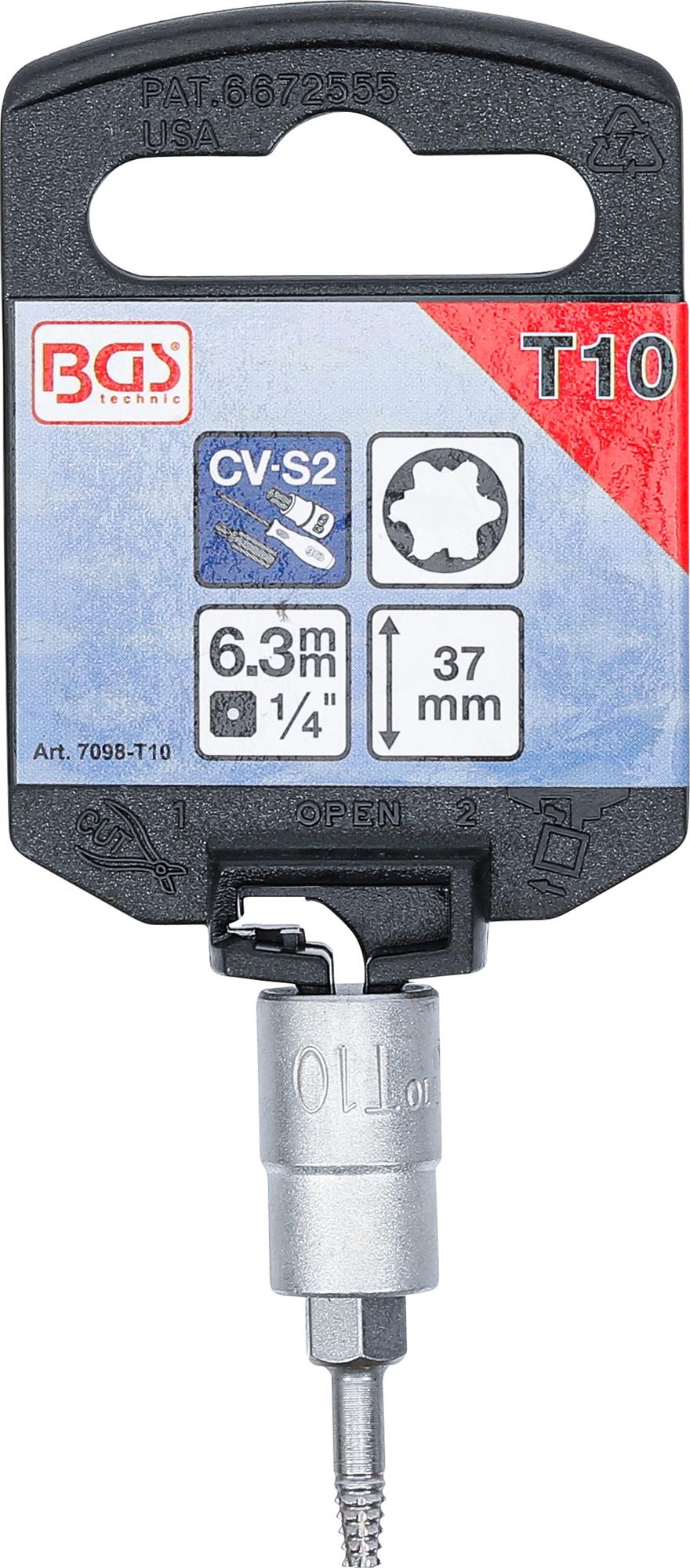 Sraigtinis ištraukimo antgalis | 6,3 mm (1/4") | pažeistam T-Star (Torx) T10 (7098-T10)
