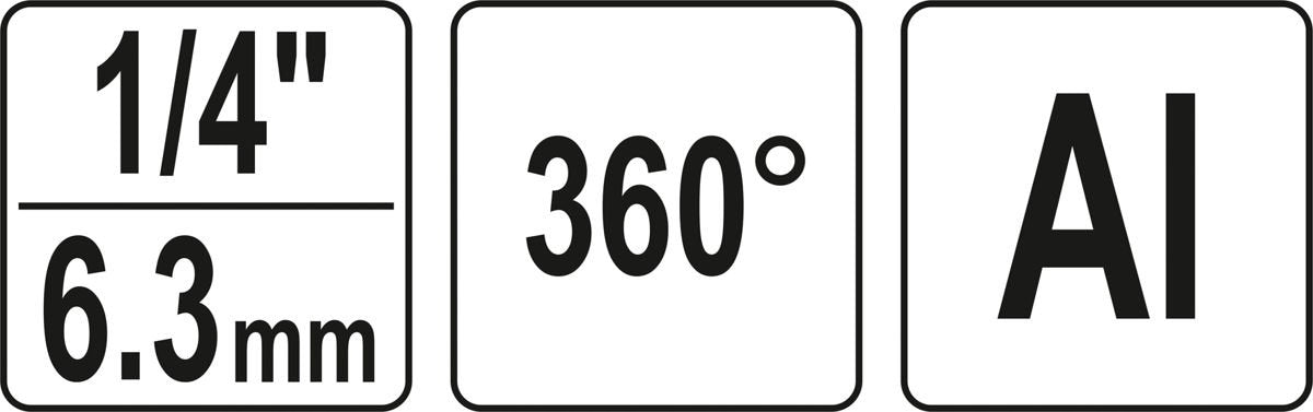 Pneumatinė jungtis šarnyrinė 360° | 6.3 mm (1/4") vidinis / išorinis sriegis (YT-24130)