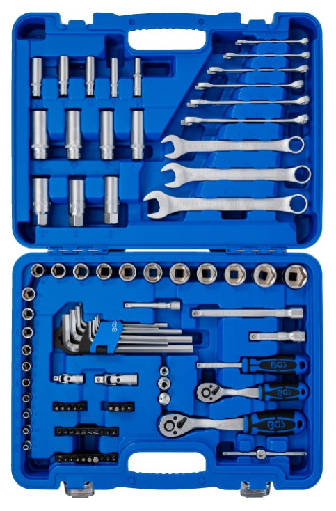 Įrankių rinkinys su raktais | 6.3 mm (1/4") / 10 mm (3/8") | 92 vnt (74701)