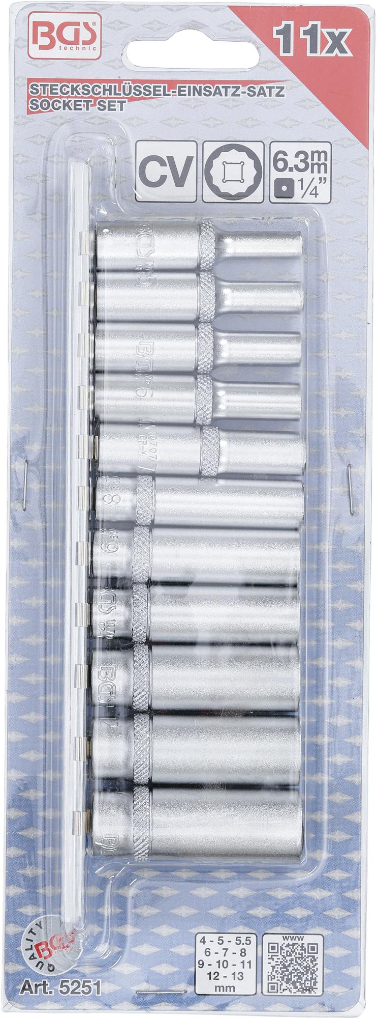 Galvučių rinkinys, 12 kampų, ilgos | 6.3 mm (1/4") | 11 vnt. (5251)