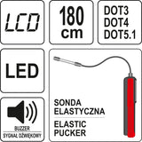 Stabdžių skysčio testeris | LCD ekranas | lankstus zondas | 6 led (YT-72985)