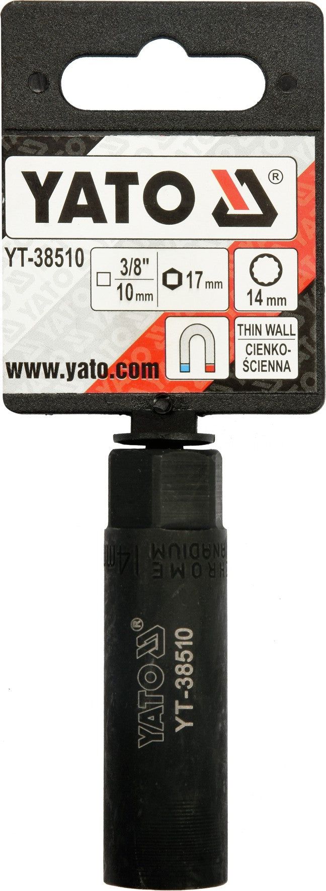 SPARK PLUG SOCKET 3/8" 14MM 12PT (YT-38510)