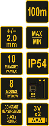 Lazerinis atstumo matuoklis | 0,2-100 m (81795)