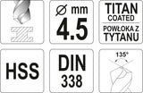 Сверло по металлу HSS-TIN 4.5 mm
