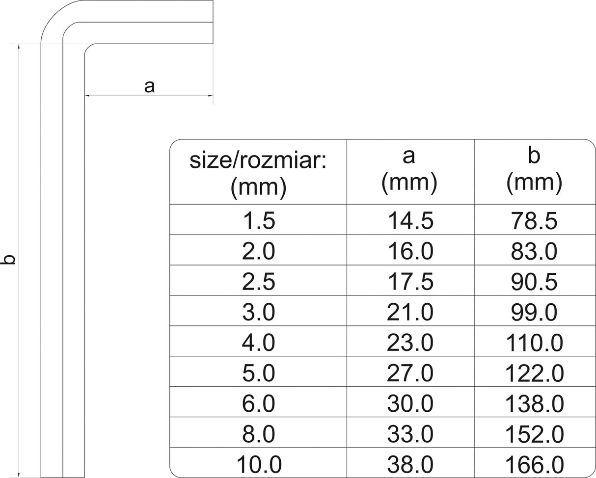 L tipo raktų rinkinys | spalvoti / S2 | hex šešiakampis 1,5 - 10 mm | 9 vnt (YT-05631)