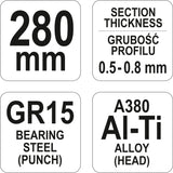 Replės profilių sujungimams / skylėms | 280 mm (YT-51311)